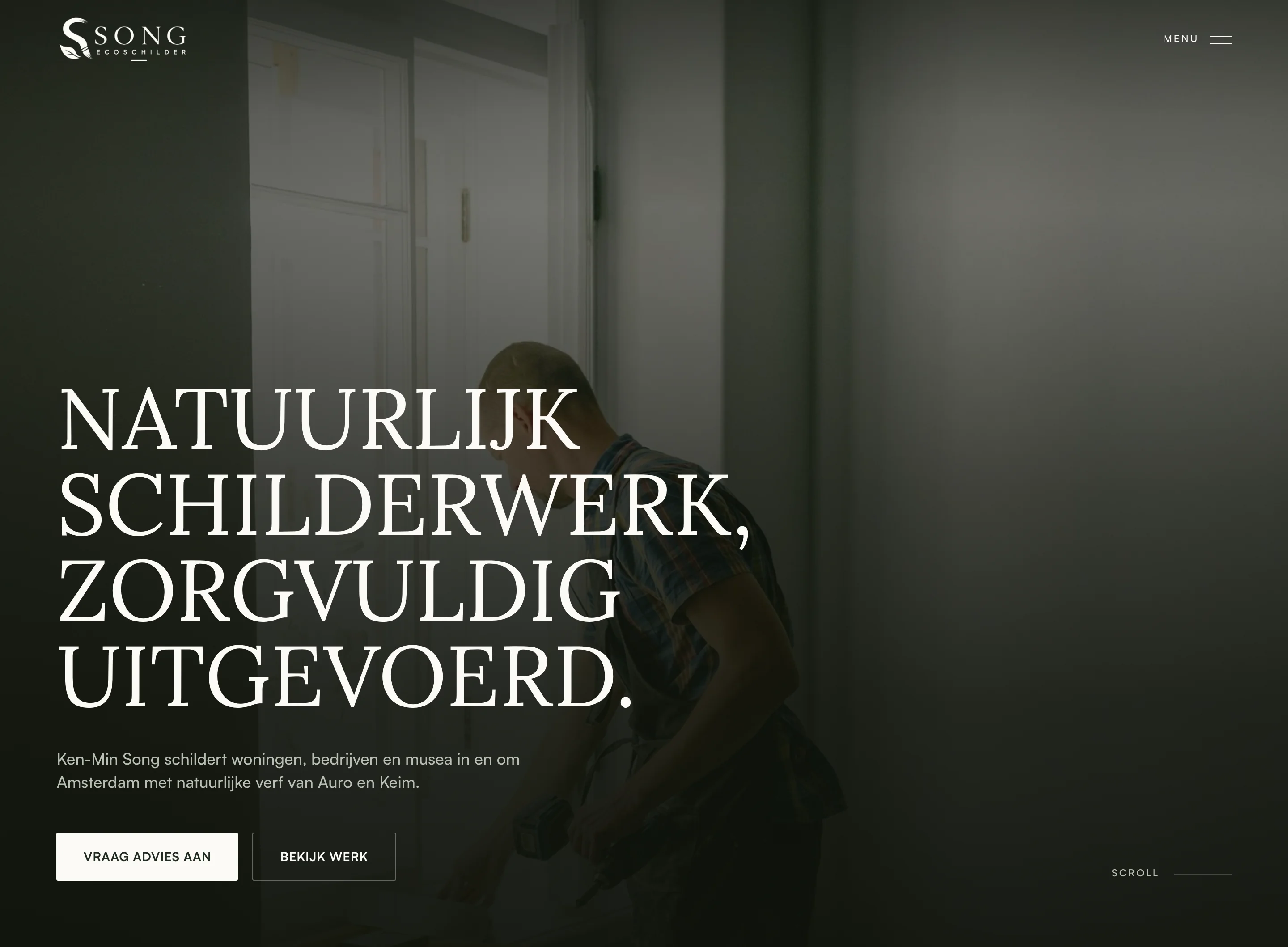 Voorbeeldproject. Song Eco Schilder: Schilderswebsite met diensten, werkvoorbeelden en een aanvraagformulier.